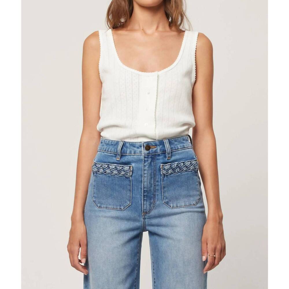 NEW ROLLA'S paloma button pointelle tank in cloud